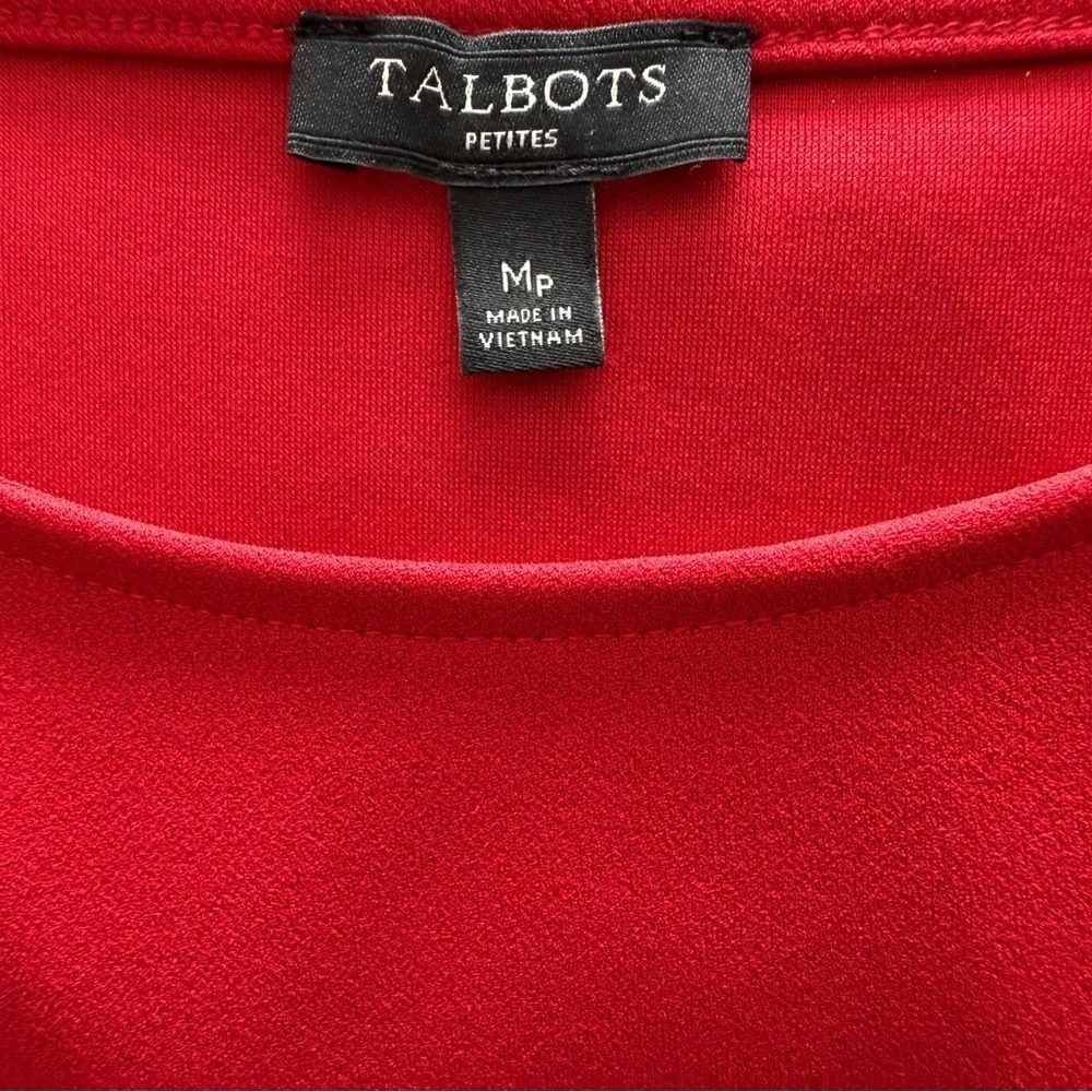 TALBOTS Red Holiday Long Sleeve Blouse Women MP Medium Petite - Picture 3 of 5